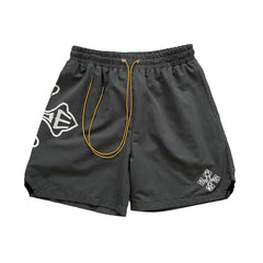 Rhude Cross Graphic Dark Grey Nylon Shorts
