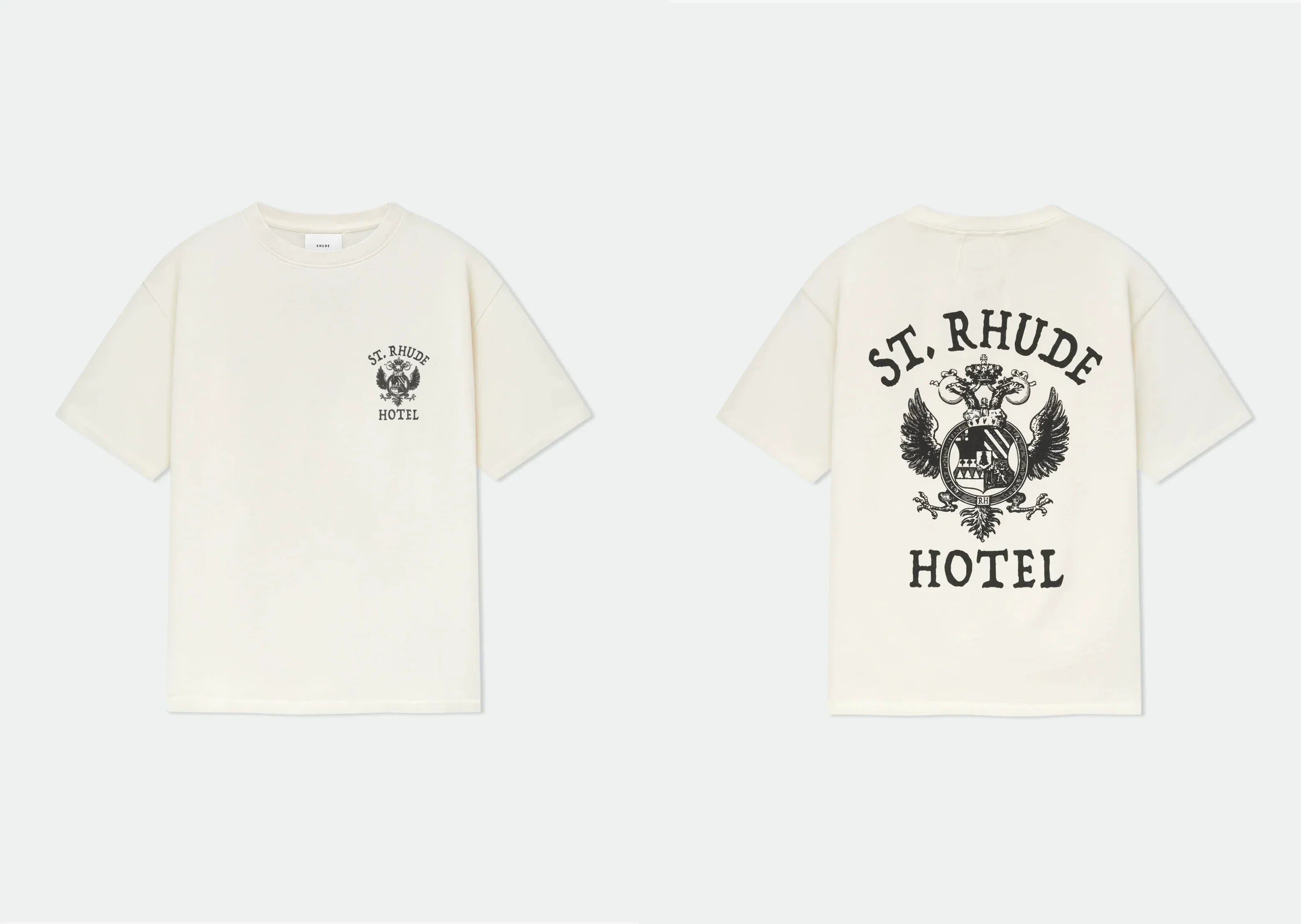 Rhude St. Rhude Hotel Eagle Crest Dual‑Sided Oversized T‑Shirt Off‑White