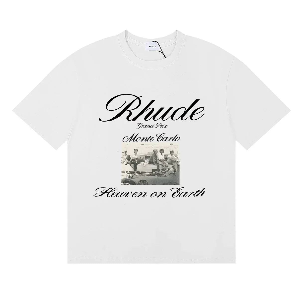 Rhude Monte Carlo Heaven On Earth Vintage Photo Print White Oversized T‑Shirt